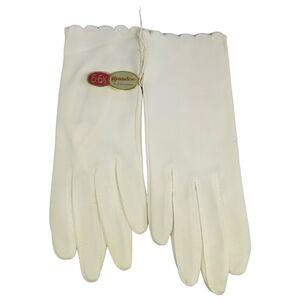 Grandoe Stretch White Cream Nylon Women's Gloves Size 6 - 6 1/2 Vintage